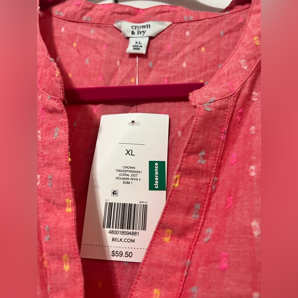 Crown & Ivy embroidered dot top NWT